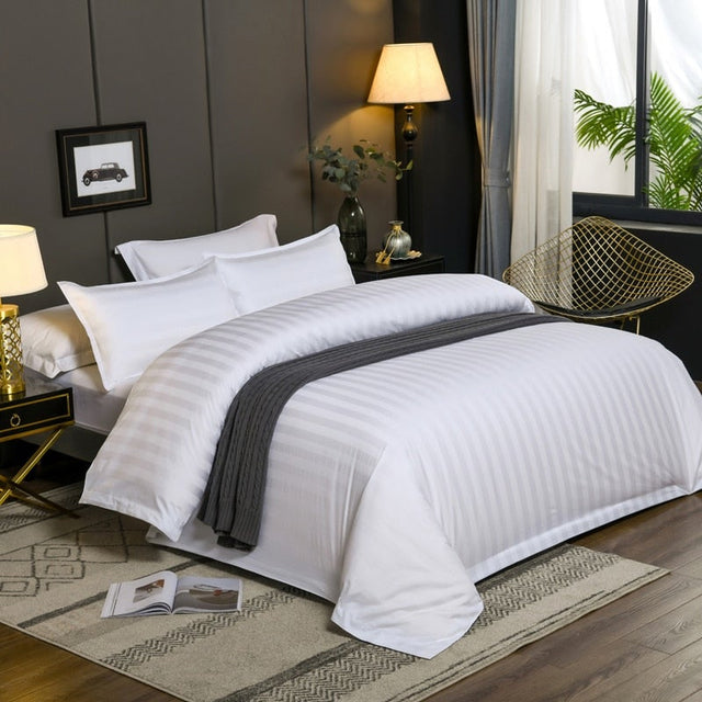 Nordic Luxe Hotel Striped Duvet Cover Set (Organic Cotton, 600 TC)