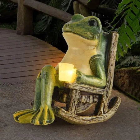 Glowing Garden Frog Solar Powered Weatherproof Decor