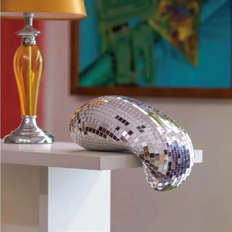 Melting Disco Ball Decoration - Metal Abstract Sculpture