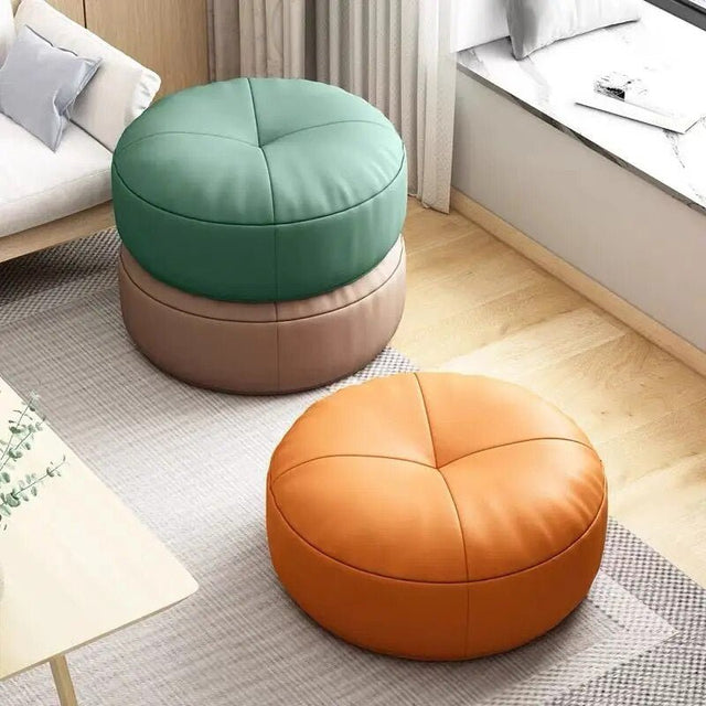 Simple Japanese Style Nappa Leather Floor Cushion Round
