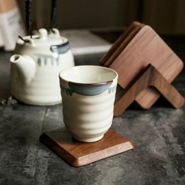 Six Piece Walnut Coaster Set - Eco-Friendly Wood Style