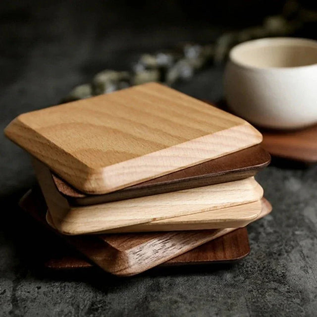 Six Piece Walnut Coaster Set - Eco-Friendly Wood Style