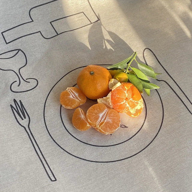 Sketch Design Linen Tablecloth - Modern Waterproof Cotton