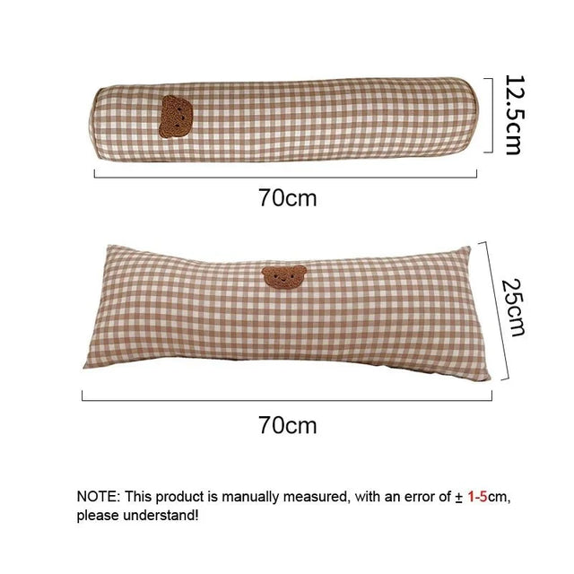 Soft Embroidered Teddy Bear Pillow - Round Cotton Cushion