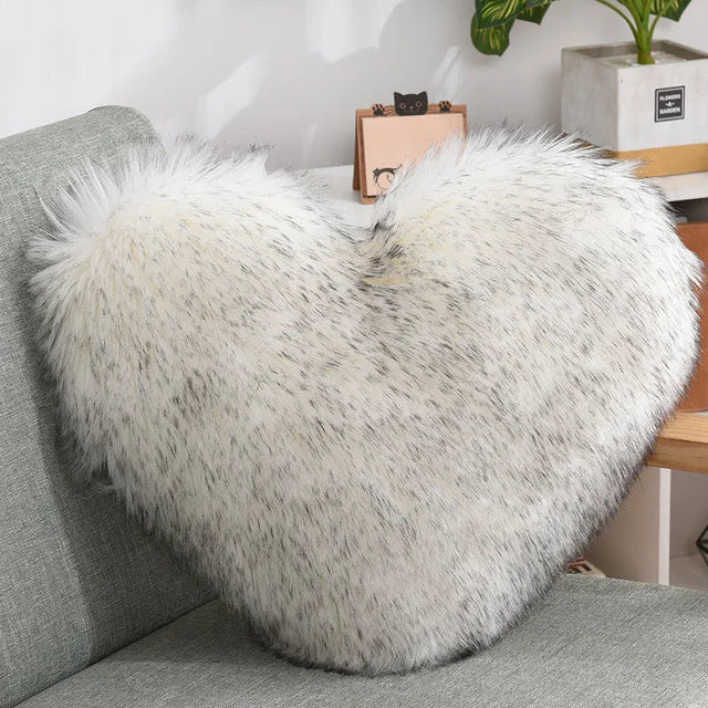 Soft Heart Shape Fluffy Sofa Cushion in Soft Polyester