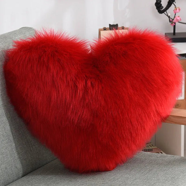 Soft Heart Shape Fluffy Sofa Cushion in Soft Polyester