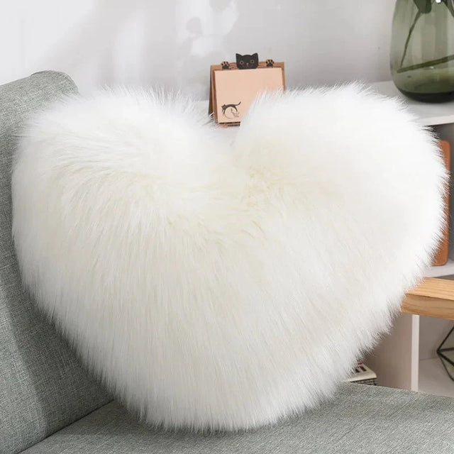 Soft Heart Shape Fluffy Sofa Cushion in Soft Polyester
