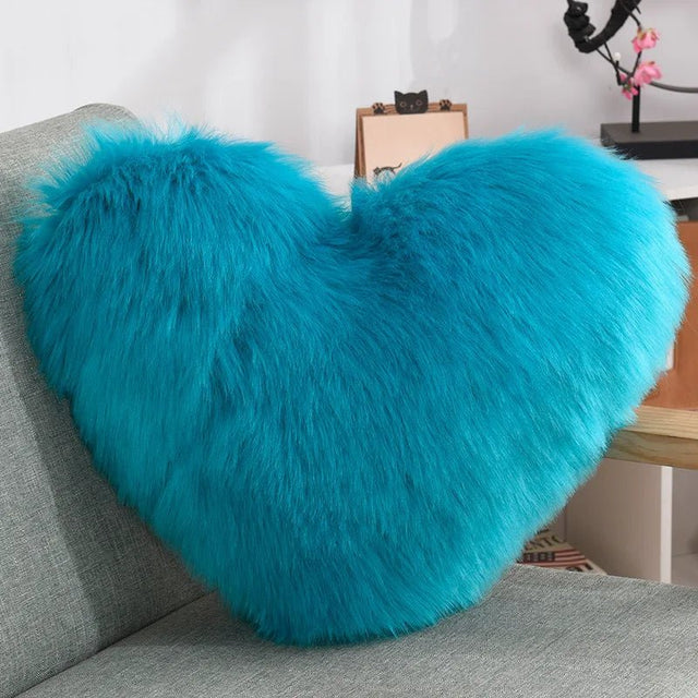 Soft Heart Shape Fluffy Sofa Cushion in Soft Polyester