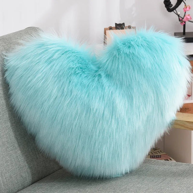 Soft Heart Shape Fluffy Sofa Cushion in Soft Polyester