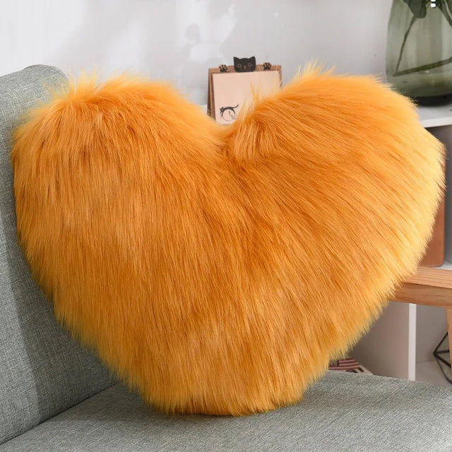 Soft Heart Shape Fluffy Sofa Cushion in Soft Polyester