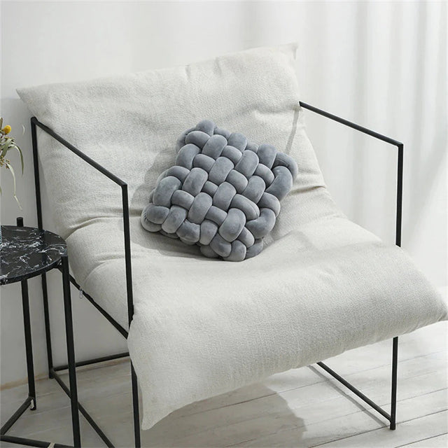 Soft Plush Crocheted Knot Sofa Cushion in Vibrant Colors