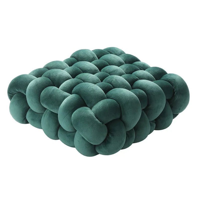 Soft Plush Square Knot Cushion - Hand Woven Cozy Decor