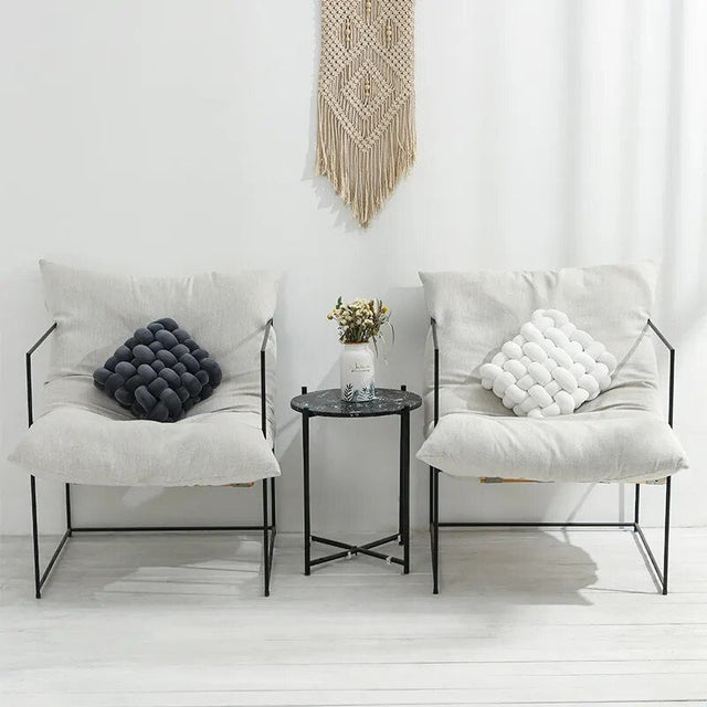 Soft Plush Square Knot Cushion - Hand Woven Cozy Decor