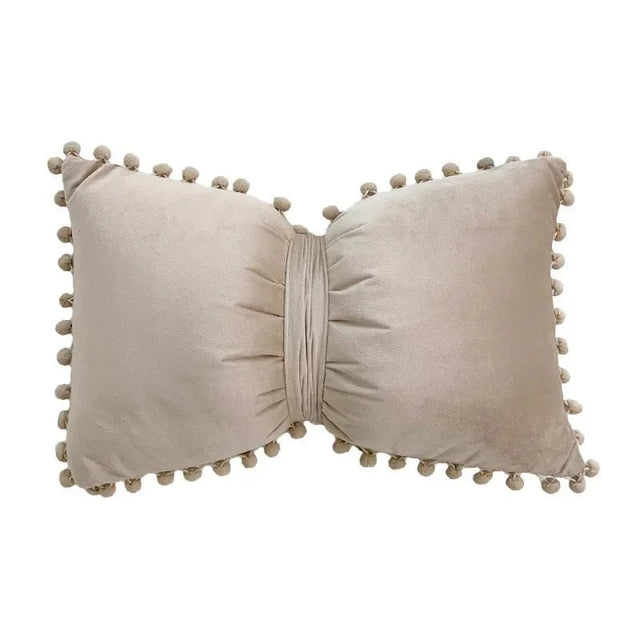 Solid Candy Colour Tasseled Cushion Cover Velvet 50x30cm