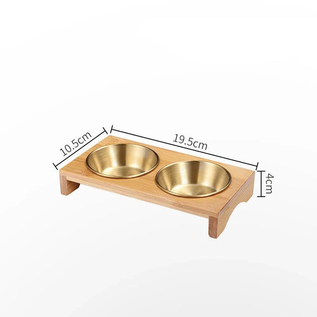 Stainless Steel Dip Bowls On Bamboo Serving Tray Set