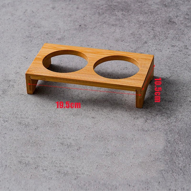 Stainless Steel Dip Bowls On Bamboo Serving Tray Set