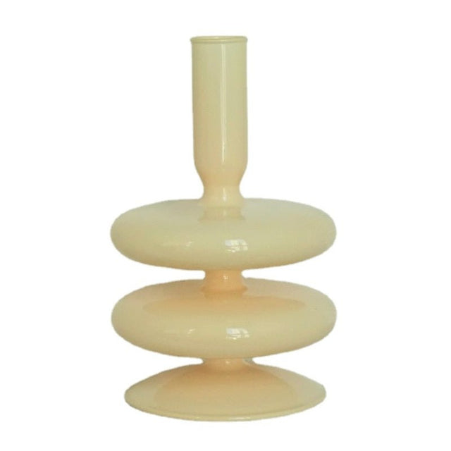 Stylish Ivory Coloured Candle Holders - Handmade Glass Decor