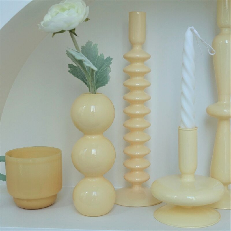 Stylish Ivory Coloured Candle Holders - Handmade Glass Decor