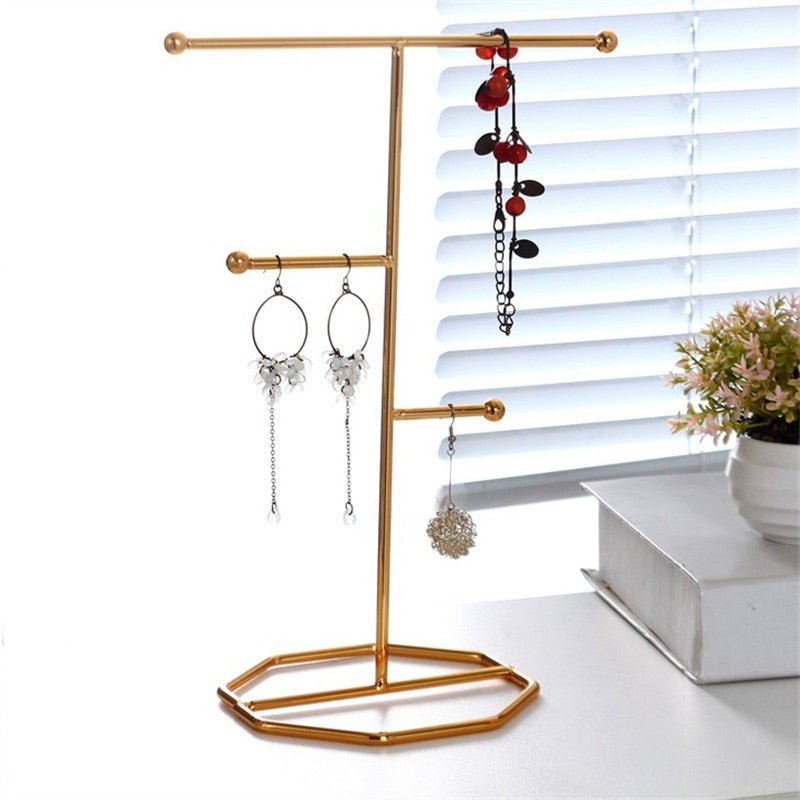 T-Bar Wrought Iron Jewellery Display Organiser with Modern Style