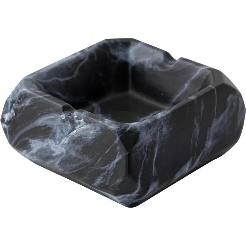 Textured Marble Effect Ceramic Ashtray for Modern Decor