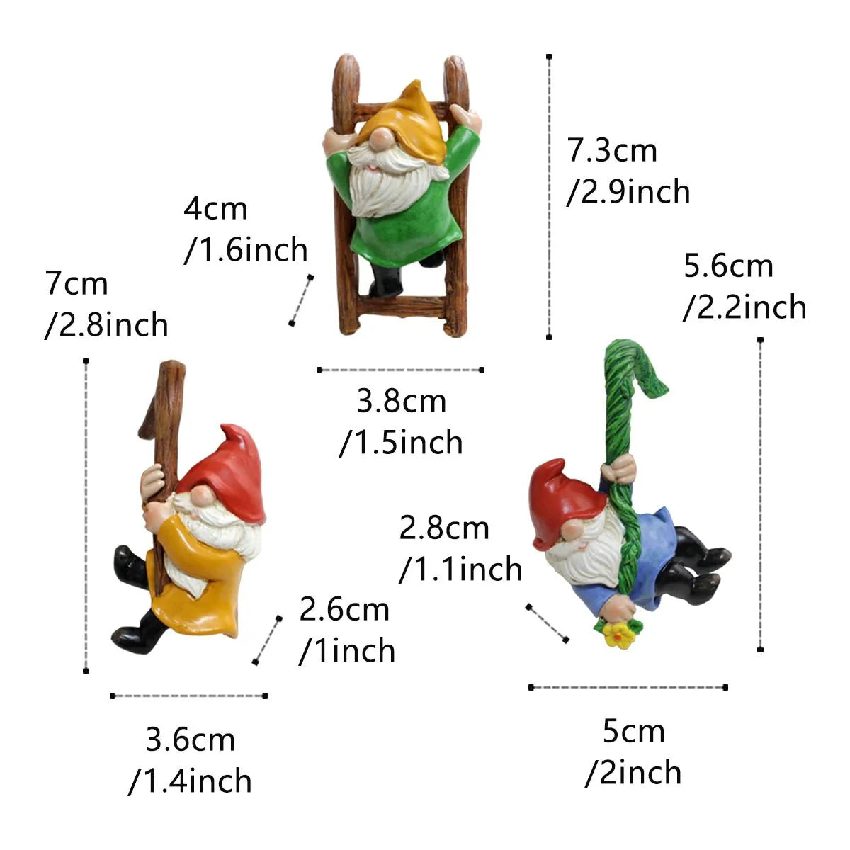 Three Piece Garden Gnome Ornaments Resin Outdoor Decor