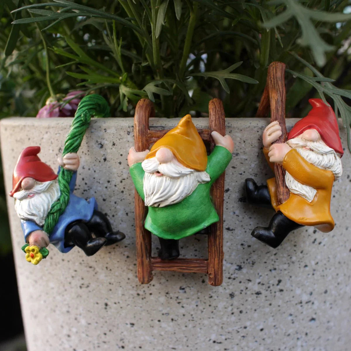 Three Piece Garden Gnome Ornaments Resin Outdoor Decor