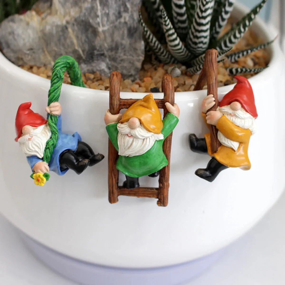 Three Piece Garden Gnome Ornaments Resin Outdoor Decor