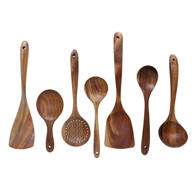 NordTeak Wooden Cookware Set Handcrafted Teak Utensils