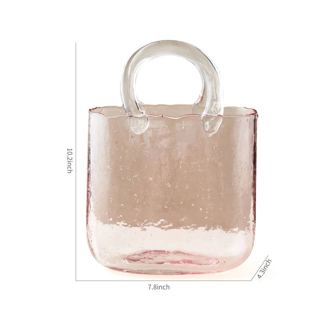 Transparent Pastel Handbag Shape Vase - Glass Modern Decor