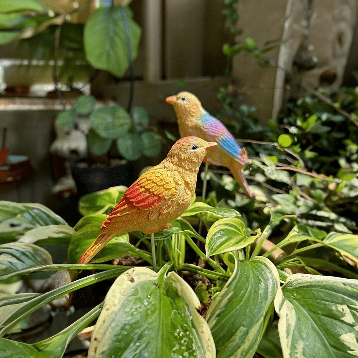 Two Piece Set Of Bird Figurines in Durable Resin Style