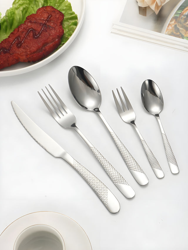 6/30 Piece Stainless Steel Silver Cutlery Set with Elegant Design