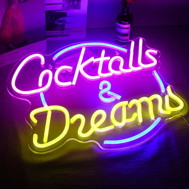 Cocktails & Beer LED Neon Sign – Vibrant USB-Powered Bar & Party Décor