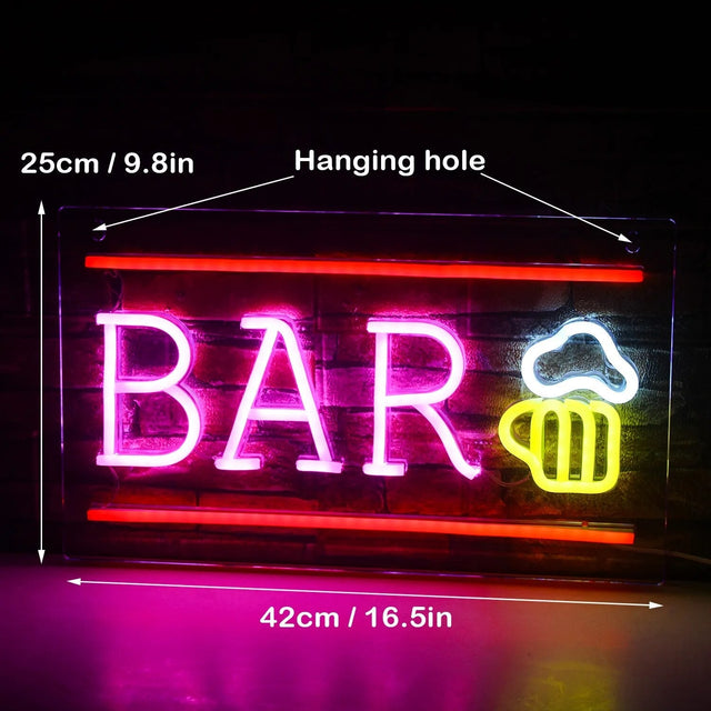 Cocktails & Beer LED Neon Sign – Vibrant USB-Powered Bar & Party Décor