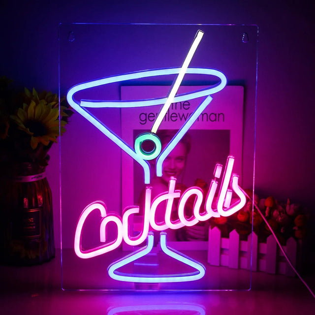 Cocktails & Beer LED Neon Sign – Vibrant USB-Powered Bar & Party Décor