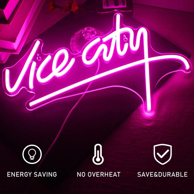 Vice City – Pink LED Neon Sign for a Bold & Retro Aesthetic