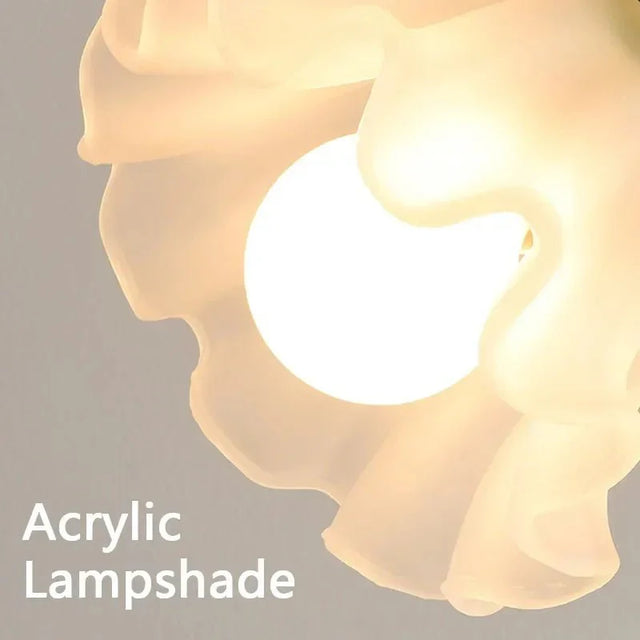 Vintage French Style Flower Table Lamp with Metal Base