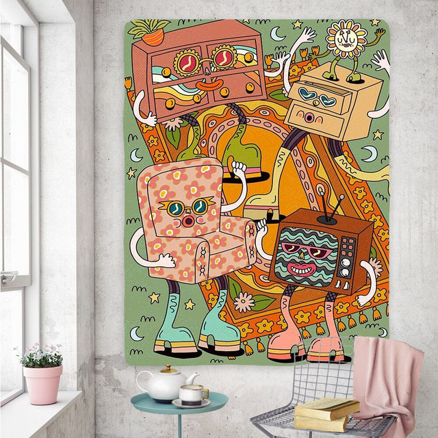 Vintage Psychedelic Rock Hip Hop Tapestry 100% Polyester