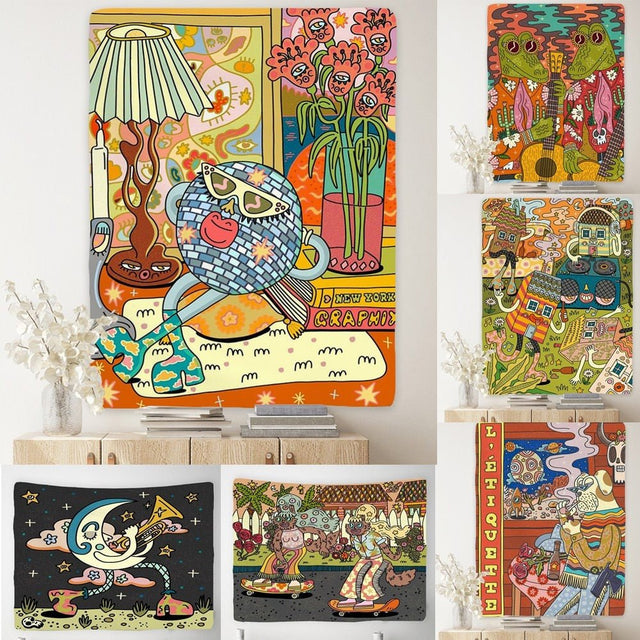 Vintage Psychedelic Rock Hip Hop Tapestry 100% Polyester