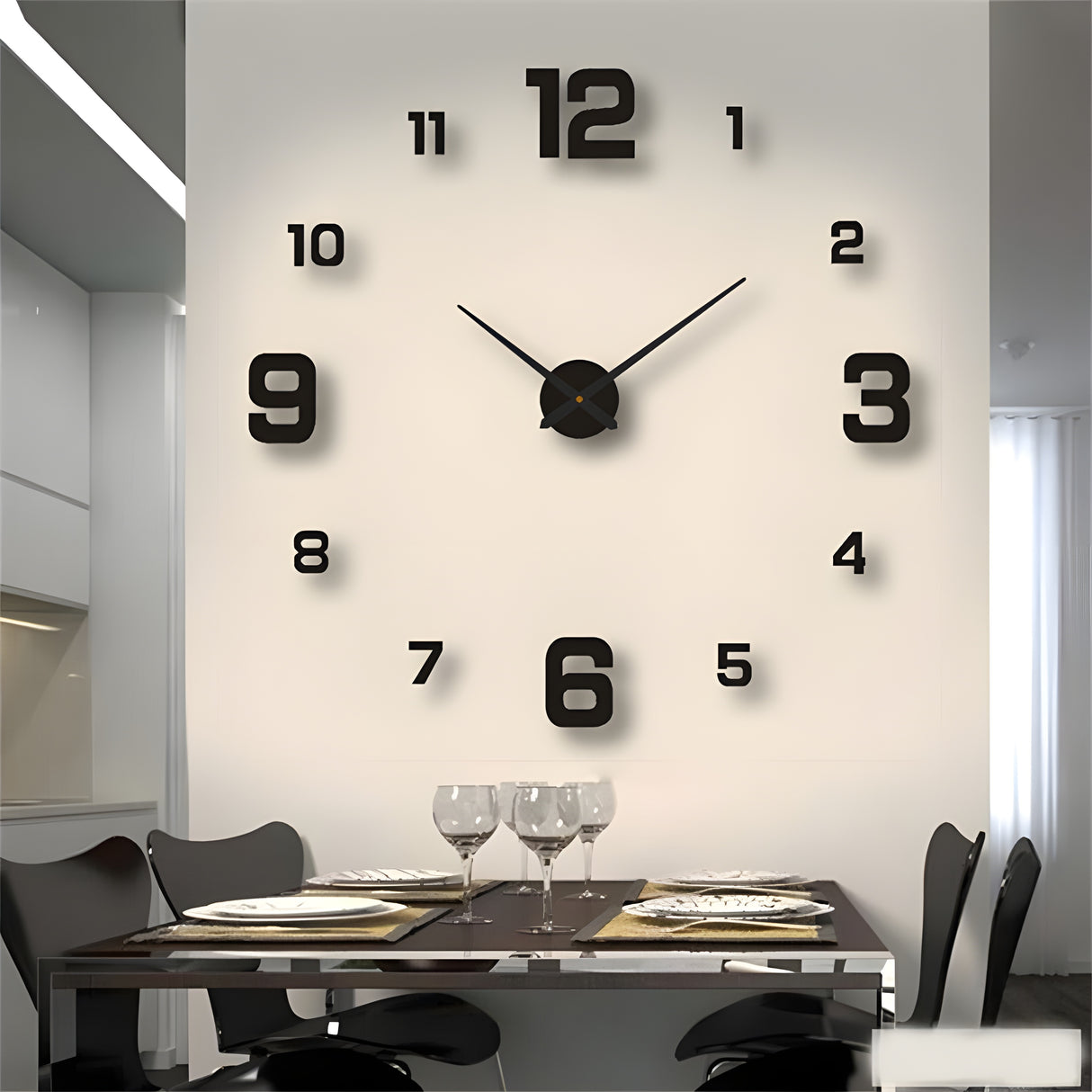 Modern Frameless Wall Clock with Mirror Sticker Design