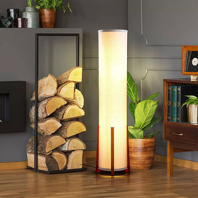 Japanese-Inspired Wabi-Sabi Paper Floor Lamp with Wood Frame