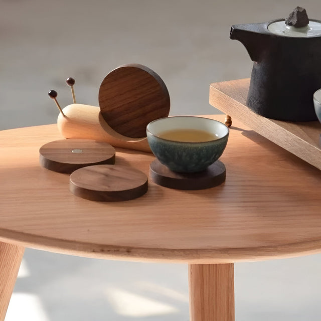Walnut Wood Snail Tea & Coffee Cup Coaster - Cute Decor