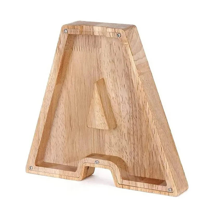 Wooden Alphabet Letters Initial Piggy Bank Personalized Decor