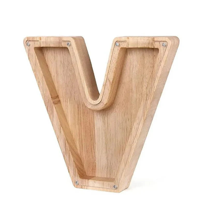 Wooden Alphabet Letters Initial Piggy Bank Personalized Decor