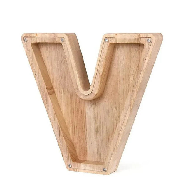 Wooden Alphabet Letters Initial Piggy Bank Personalized Decor