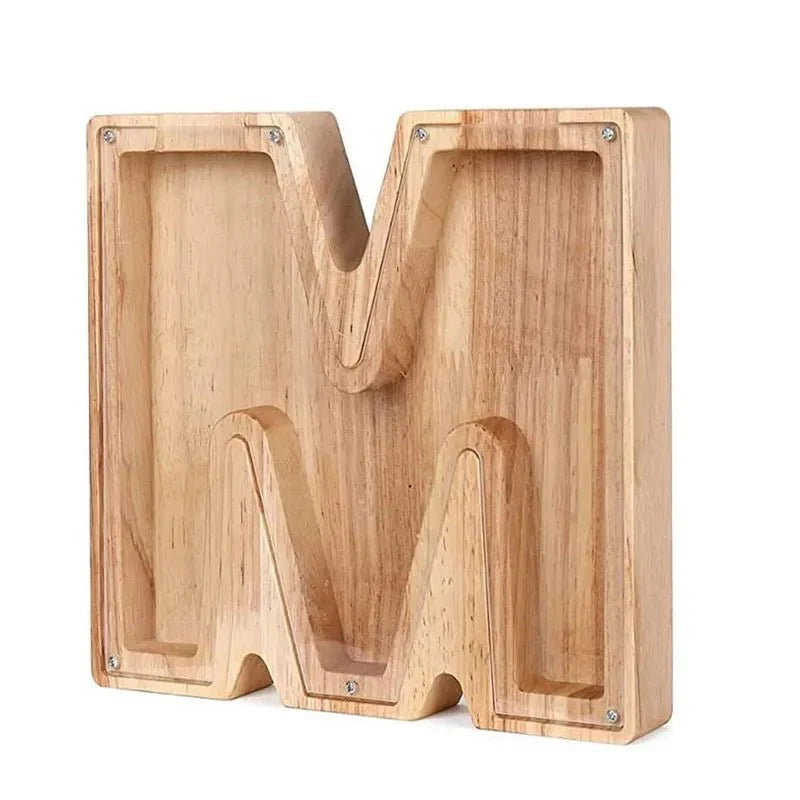 Wooden Alphabet Letters Initial Piggy Bank Personalized Decor