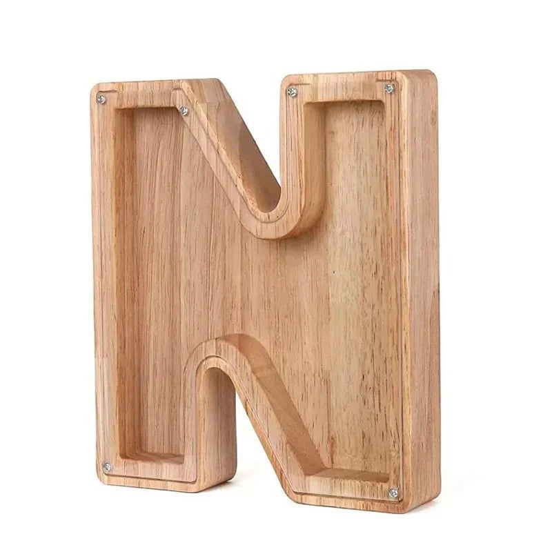 Wooden Alphabet Letters Initial Piggy Bank Personalized Decor