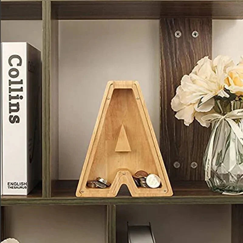 Wooden Alphabet Letters Initial Piggy Bank Personalized Decor