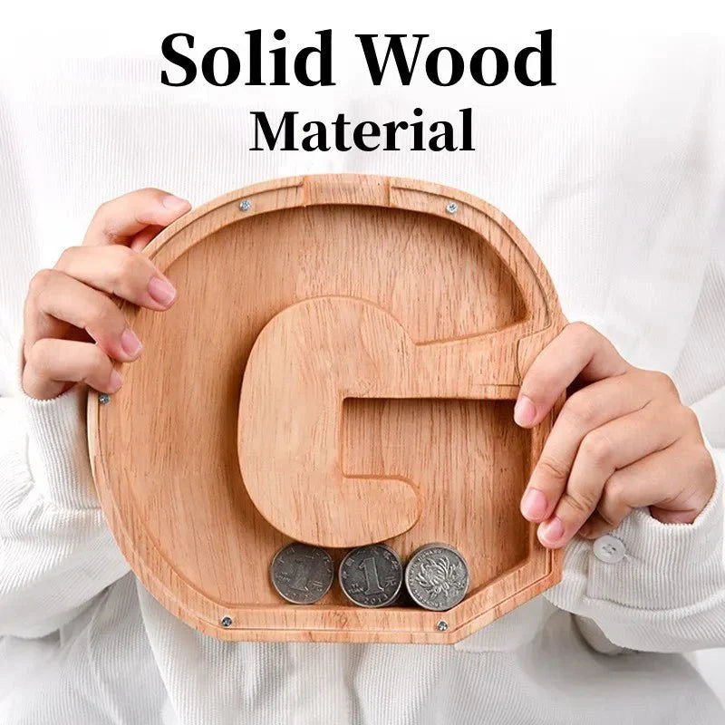 Wooden Alphabet Letters Initial Piggy Bank Personalized Decor