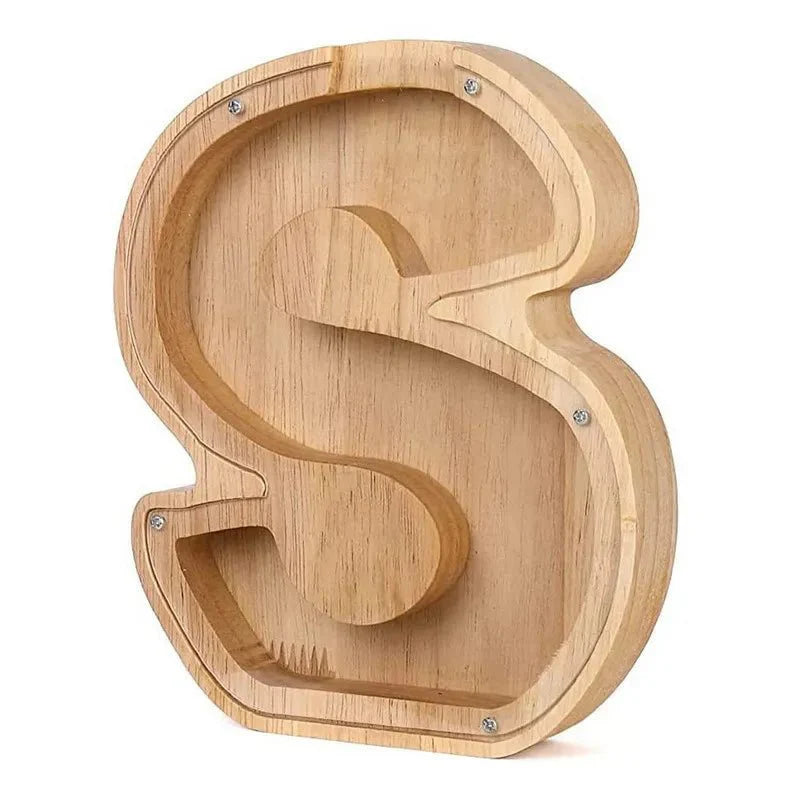Wooden Alphabet Letters Initial Piggy Bank Personalized Decor