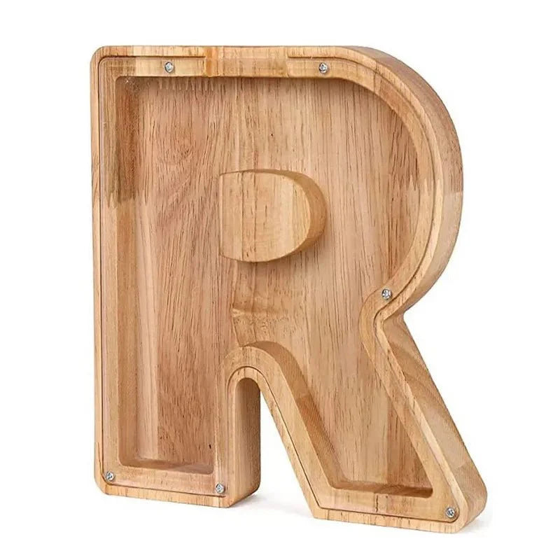Wooden Alphabet Letters Initial Piggy Bank Personalized Decor